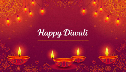 Happy Diwali illustration. Pattern for banners, covers, greeting cards, for printing on wall decorations.