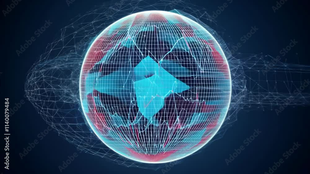 Leinwandbilder exploring the intricate design of a 3d digital globe with geometric shapes and vibrant colors