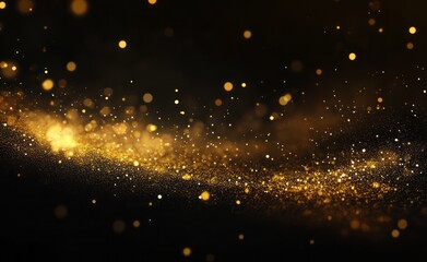 Obraz premium Golden glitter sparkles on black background