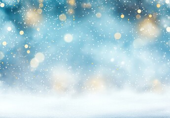 Fototapeta premium Winter Wonderland Snowy Background With Sparkling Lights