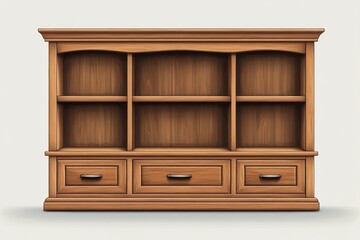 Wooden cabinet with shelves and drawers.