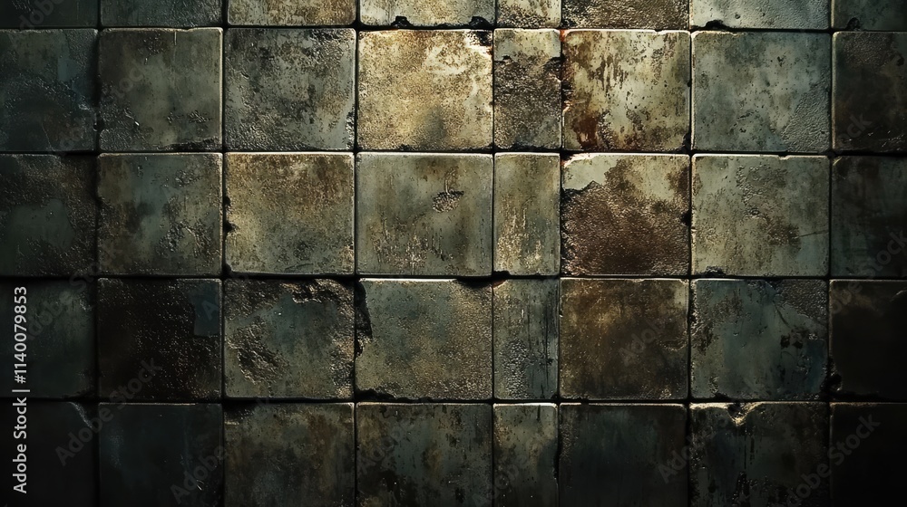 Aufkleber grungy concrete block wall texture background with weathered and stained surfaces for industrial or 