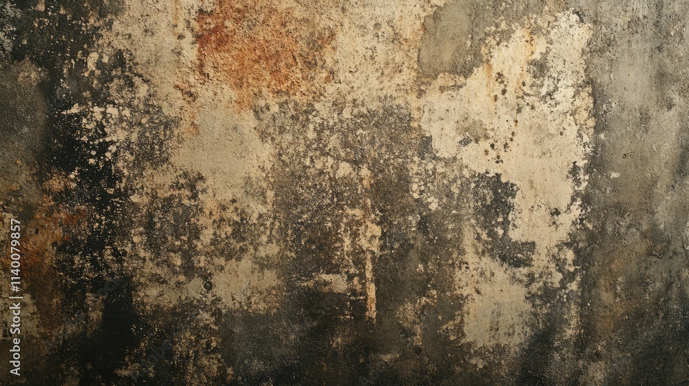 Poster weathered stone wall texture with peeling paint and grime for backgrounds and design elements