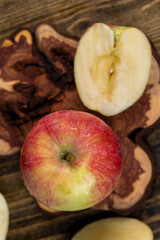 sweet freshly picked apple on the table