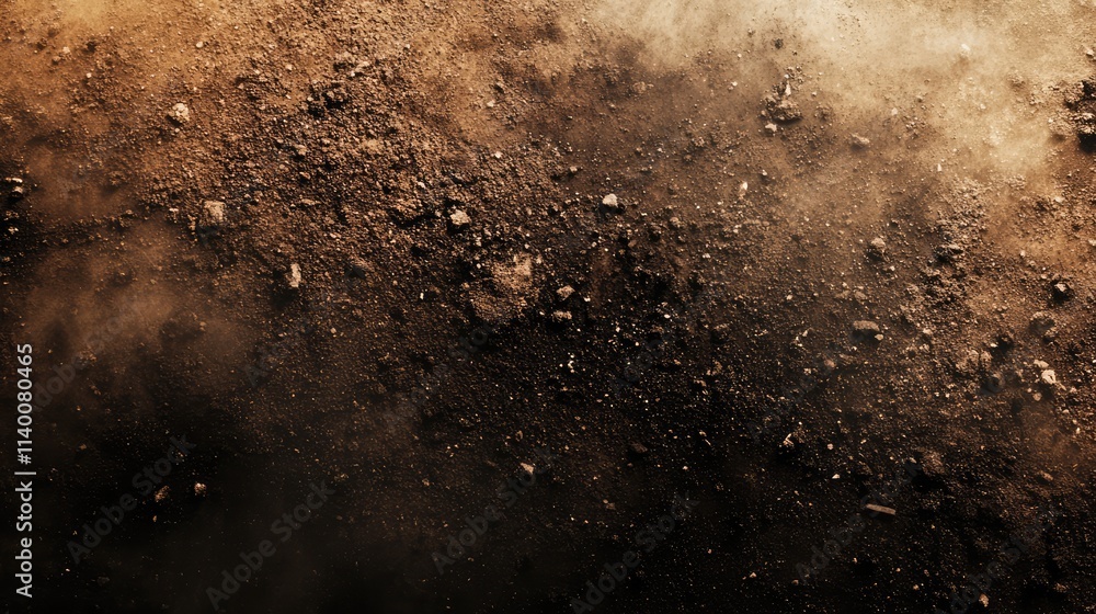Poster dust and dirt texture isolated on dark background showcasing granular composition and natural earth 