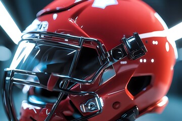 Fototapeta premium Football Helmet Closeup with Dynamic Lights and Shadows 