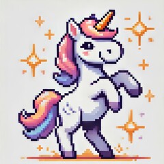 Pixel Art Unicorn on White Background