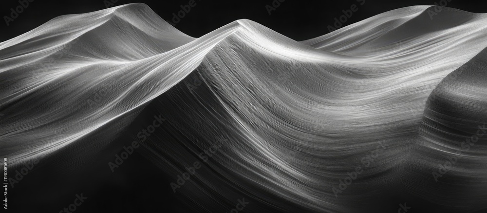 Poster ethereal flowing sand dunes in monochrome highlighting curves and patterns of desert landscape artis