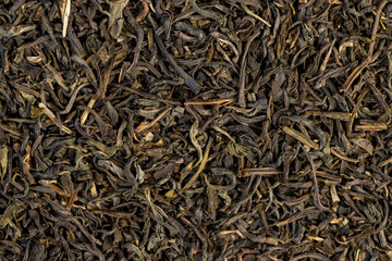 high-quality dry, not cooked green tea close-up