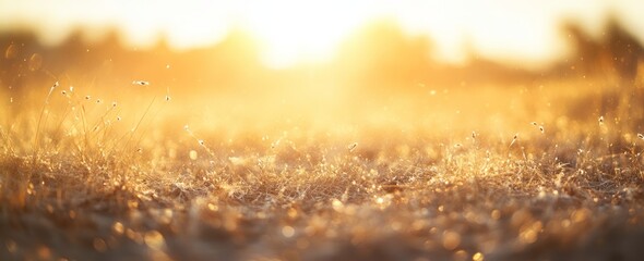 Fototapeta premium Golden Grass Field Sunset Glow Nature Scene