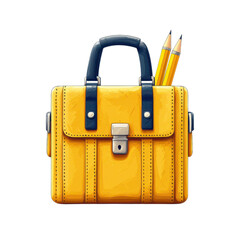 Creative business planning tools flat illustration of a briefcase and pencil in a modern workspace