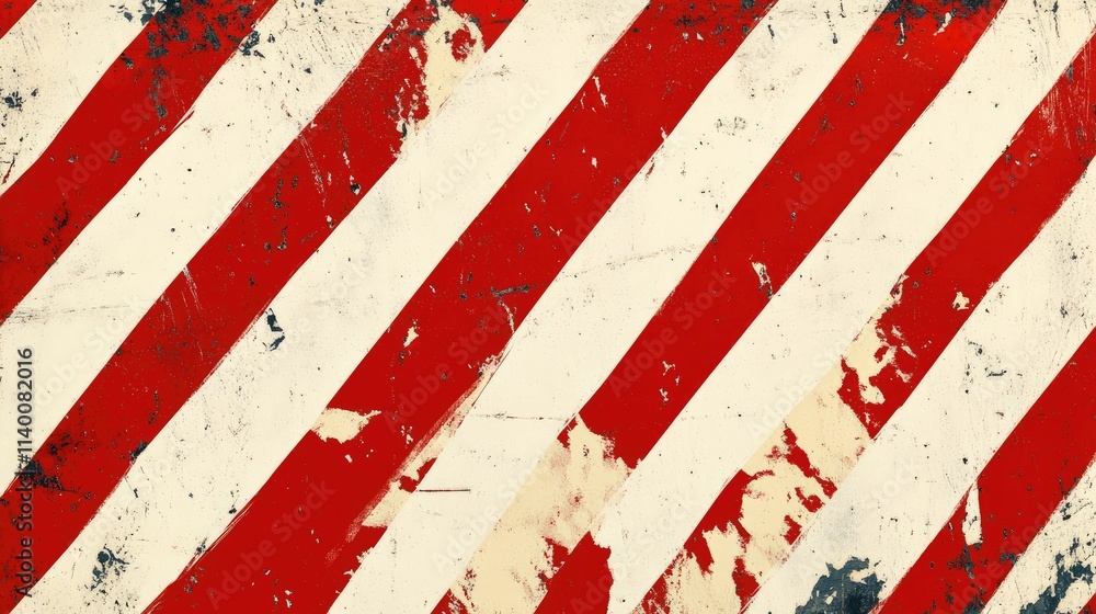 Poster distressed vintage red and white diagonal stripes background with texture and grunge elements
