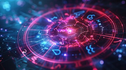 Zodiac Wheel: A Futuristic Depiction of Astrological Signs