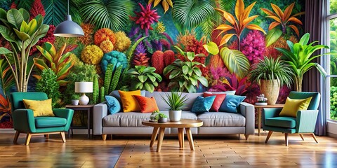 Obraz premium Modern Colorful Plant Motifs for Elegant Home Decor - AI Art