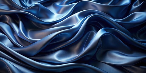 Obraz premium Elegant Drapery of Luxurious Blue Silk Fabric with Smooth, Soft, and Gentle Waves