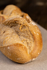 wheat flour bread in close-up