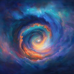 Obraz premium Cosmic Vortex: A mesmerizing swirl of vibrant colors, evoking feelings of wonder and the vastness of the universe. An abstract artwork perfect for representing the unknown.