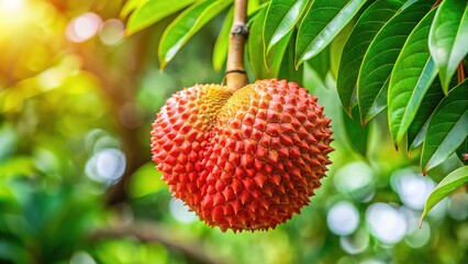 Srikaya Fruit on Tree - Tropical Fruit Photography
