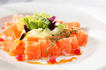 fish carpaccio on the white plate
