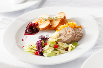 Foie gras pate on Christmas table