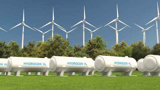 Hydrogen storage with solar panels and wind turbines, Green alternative energy