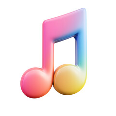 Vibrant 3D Rainbow-Colored Music Note Icon on Isolated White Background