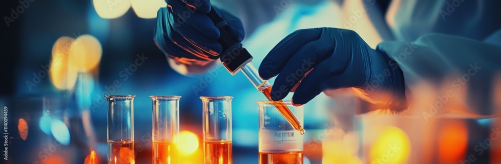 Aufkleber a scientist using a pipette to transfer liquid in a laboratory setting.