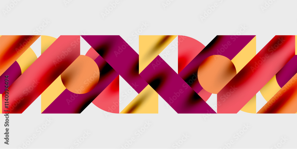 Poster modern abstract background featuring circles, lines, and triangles in a dynamic geometric compositio