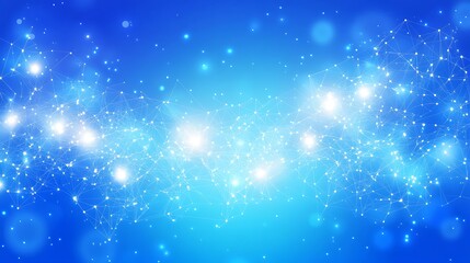Fototapeta premium A vibrant blue abstract background with glowing particles and connections.