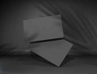 Minimal black Business card isolated 3d render on the black background