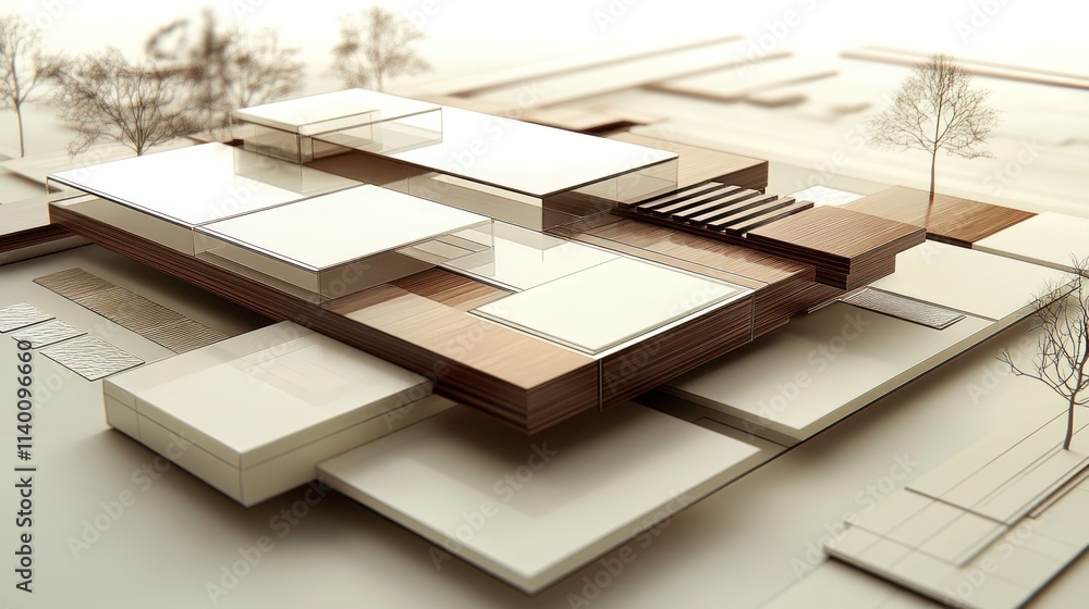 Poster A modern architectural model showcasing clean lines and a minimalist design.
