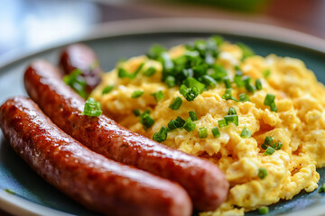 Scrambled eggs and sausage generative AI