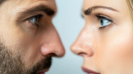 Obraz premium Intense gaze between two individuals showcasing a moment of connection and emotional depth during a close encounter