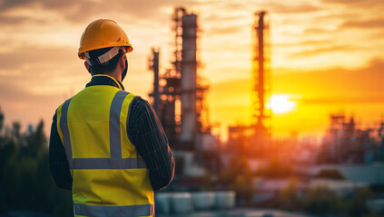 A smiling man construction worker wearing a safety helmet outdoors