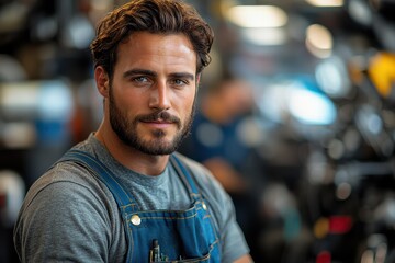 Car mechanic working in garage focusing on repairs and maintenance with tools at hand