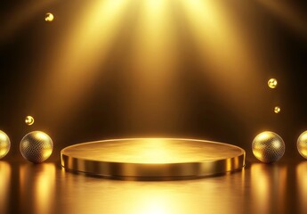 Obraz premium Golden Platform With Illuminated Sphere Decorations
