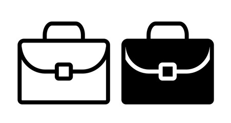 Briefcase Icons. black and white vector illustration set.