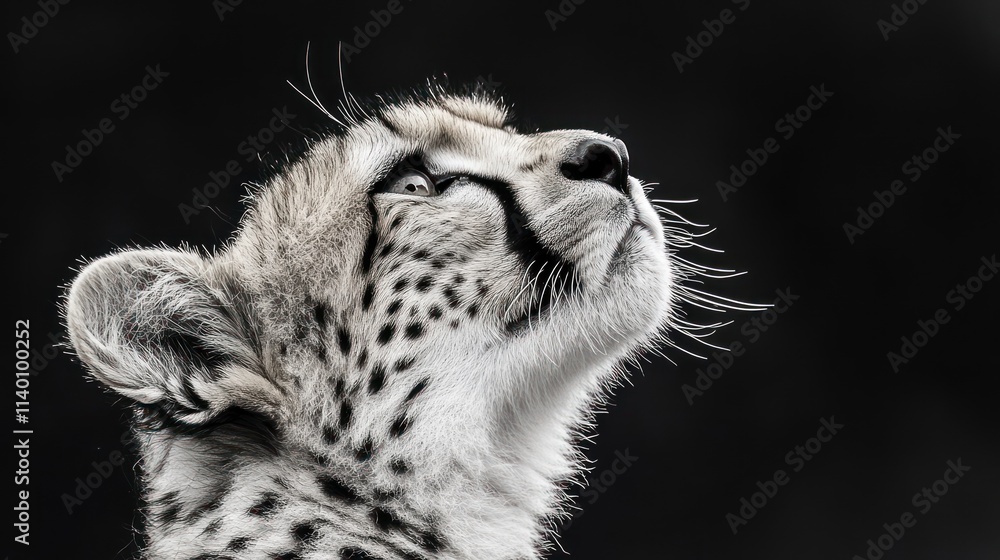 Aufkleber A close-up of a cheetah cub gazing upwards, showcasing its distinctive features and expression.