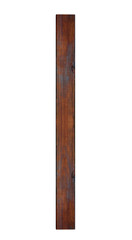 Vertical old varnished wooden board. On isolated transparent background.