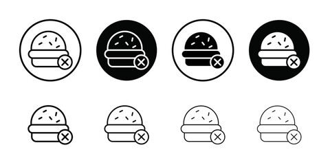 Forbidden burger icon Thin line flat illustration