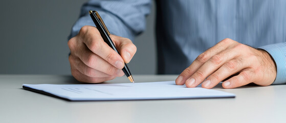 Close-up of a businessman signing a contract