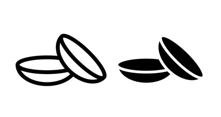 Contact lens Icons. black and white vector illustration set.