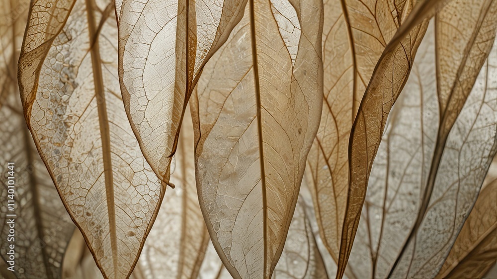 Poster translucent leaves are arranged closely together allowing for soft light to illuminate their delicat