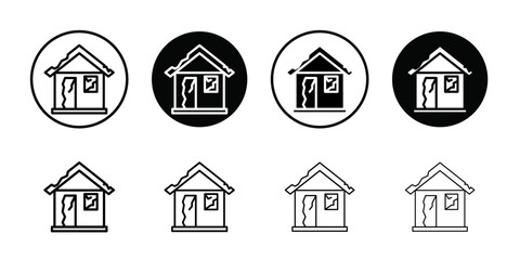 House damage icon Thin line flat illustration