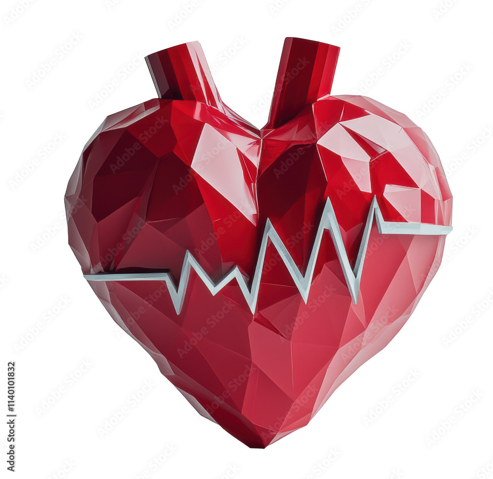 Aufkleber modern heart design with heartbeat line pattern in red