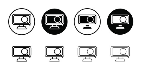 Laptop monitoring screen icon Thin line flat illustration