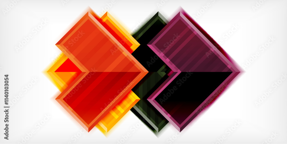 Poster Arrow symbols created with 3d effects and line texture geometric abstract background