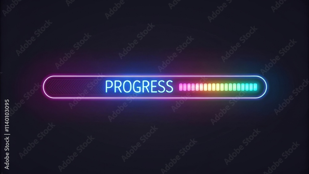 Poster a vibrant progress bar displaying the word 