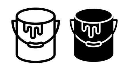 Paint bucket Icons. black and white vector illustration set.