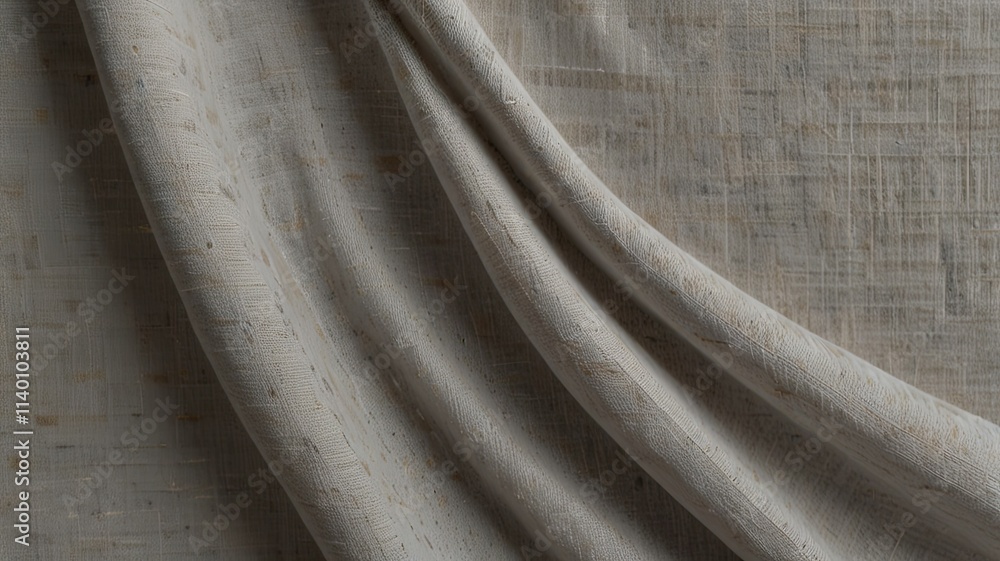 Aufkleber a soft neutral fabric elegantly drapes down with gentle folds catching subtle light that highlights 
